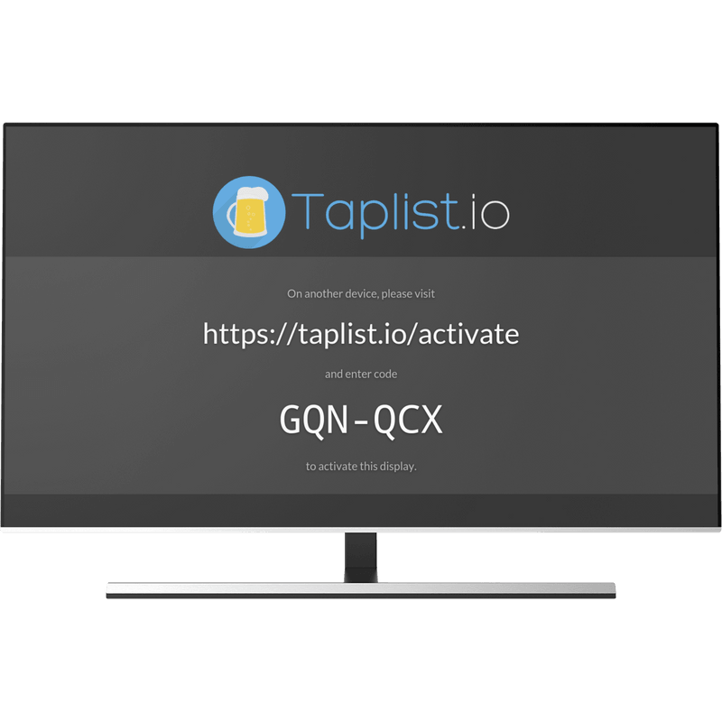 The Taplist.io pairing screen on a TV